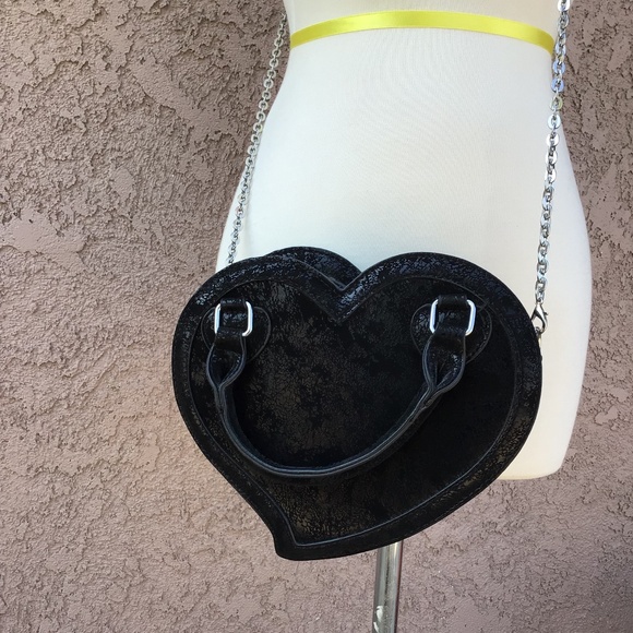 Halloween Gothic Black Heart Purse Small Hand Bag - Picture 8 of 8